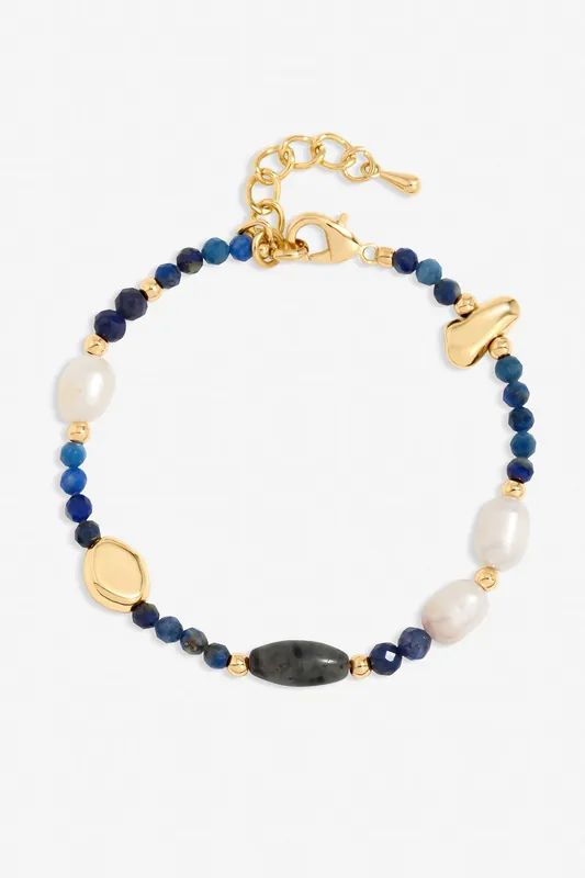 Lapis and Pearl Beaded Bracelet - Jon Richard