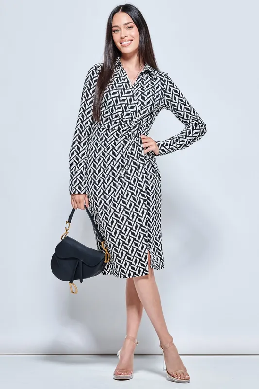 Long Sleeved Buckle Detail Shirt Dress - Jolie Moi