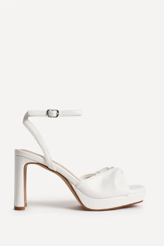 Mavie White Platform Heeled Sandals - Linzi