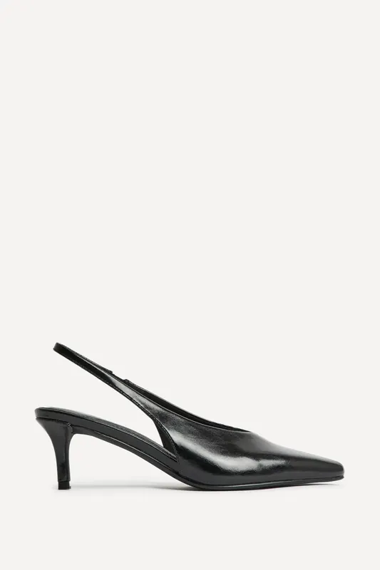 Eliza Black Faux Leather Court Heels - Linzi