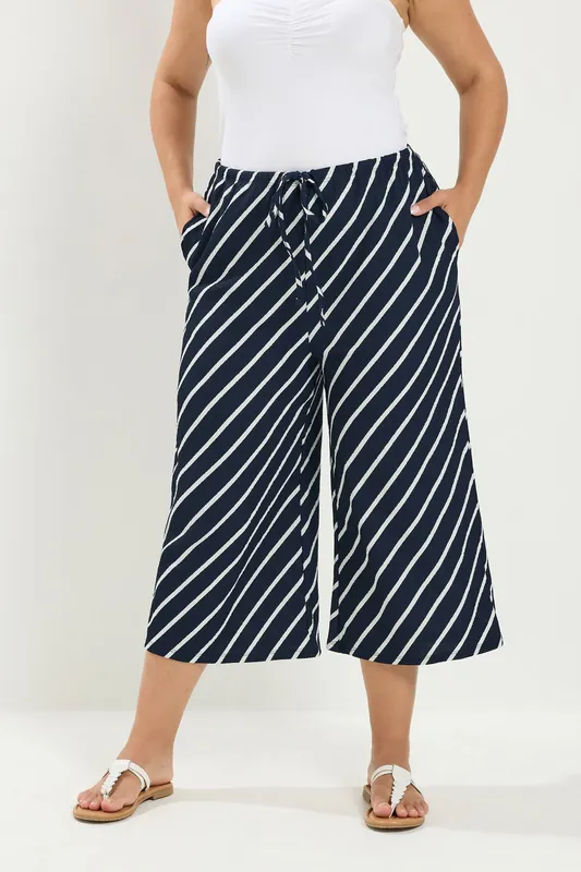 Striped Crinkle Culottes - Yours