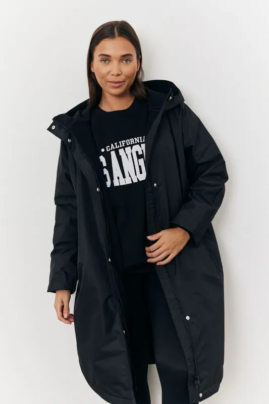 Black Borg Lined Robe Coat - In The Style