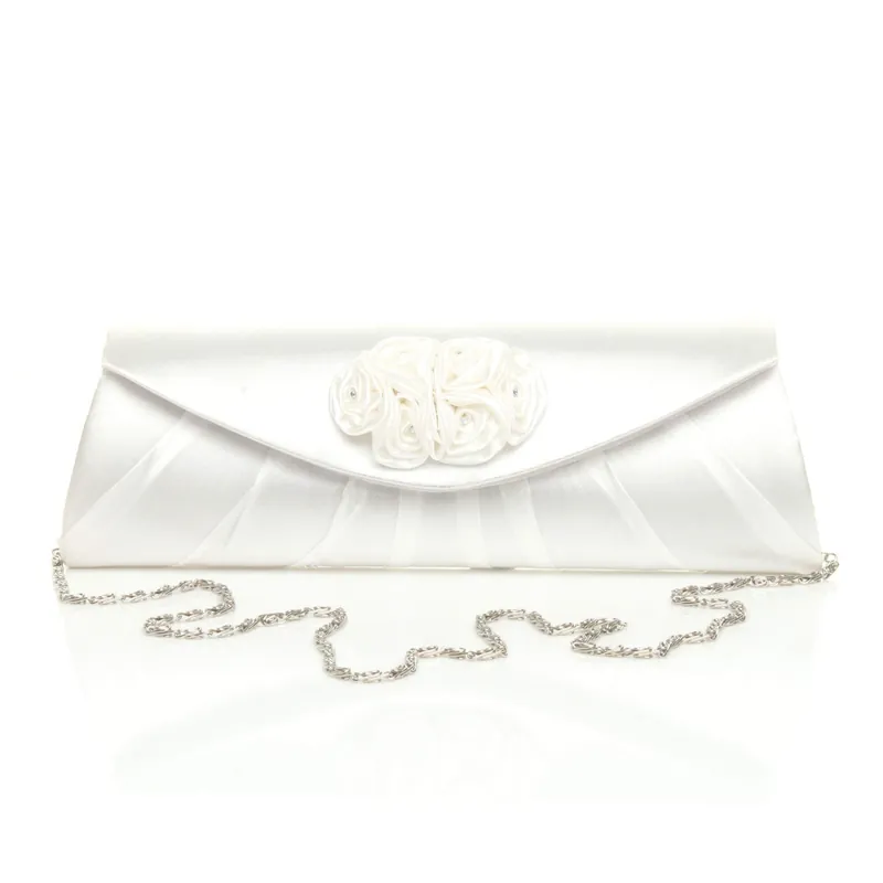 Ruched Envelope Clutch Bag Detachable Chain Strap - AJVANI