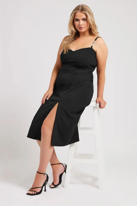Diamante Strap Midi Dress - Yours