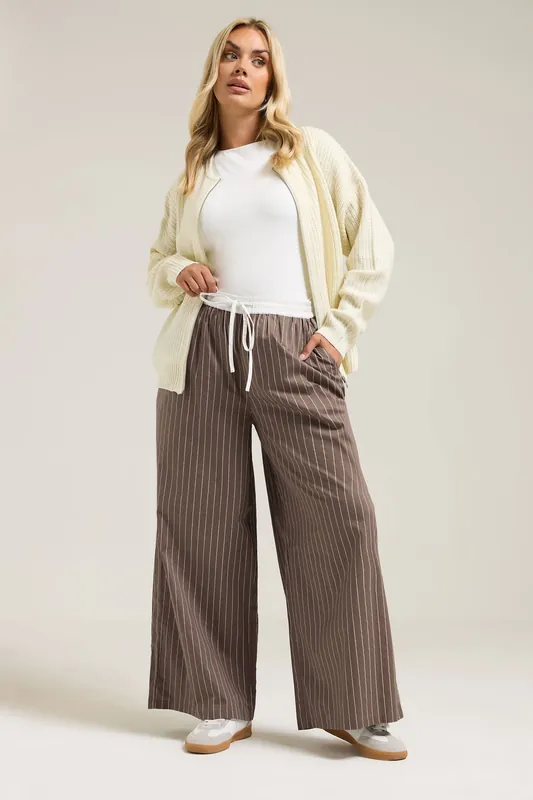 Stripe Wide Leg Trousers - Yours