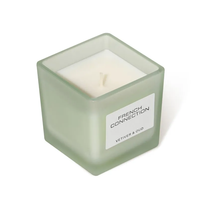 Square Glass Candle Vetiver & Oud 220g Single Wick Scented Candle - French Connection