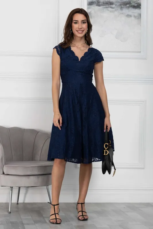 Cap Sleeve 50s Lace Dress - Jolie Moi