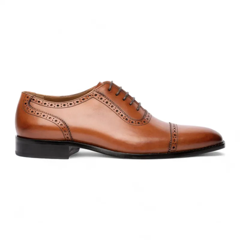 Leather Cap-Toe Oxford Shoes