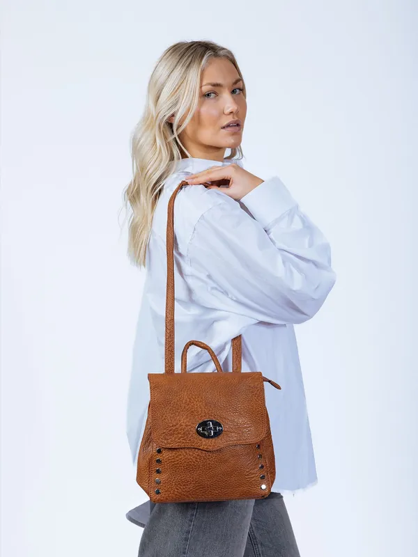 Square Faux Leather Backpack - SVNX