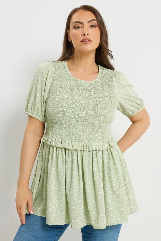 Ditsy Floral Shirred Top - Yours