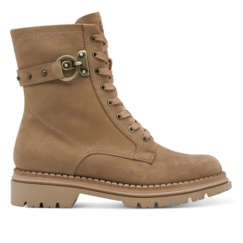 Tamaris Fashion Leather Lace-Up Zip Combat Ankle Boots