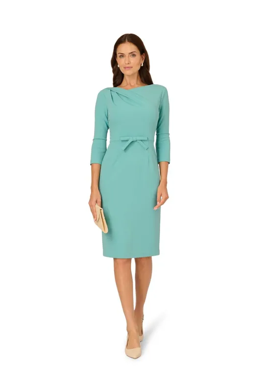 Drape Neck Sheath Midi Dress - Adrianna Papell