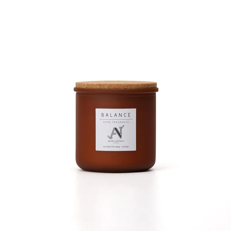 Balance Scented Candle – Amber Glass with Cork Lid - Aroma Naturals