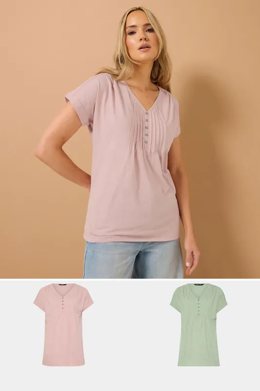 Tall 2 Pack Henley Tops - Long Tall Sally