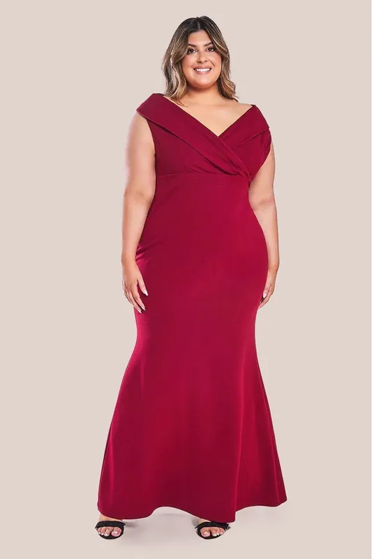 Front Wrap Off The Shoulder Maxi Dress - Goddiva