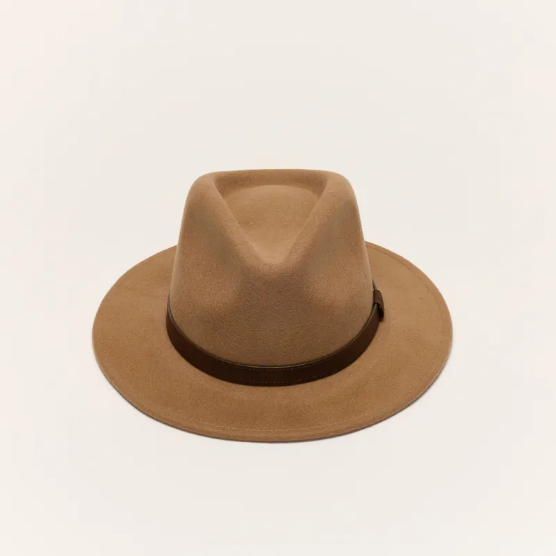 Wool Felt Fedora Hat with Leather Band - Liquorish