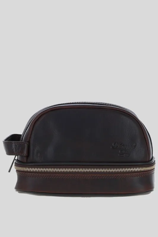 Real Leather Zip Wash Bag - Ashwood Leather