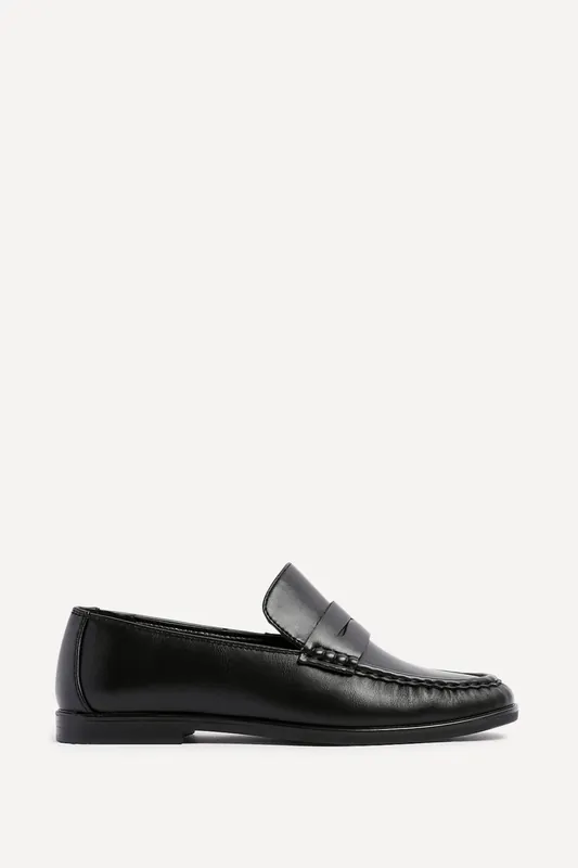 Belmont Black Faux Leather Ruched Loafer - Linzi