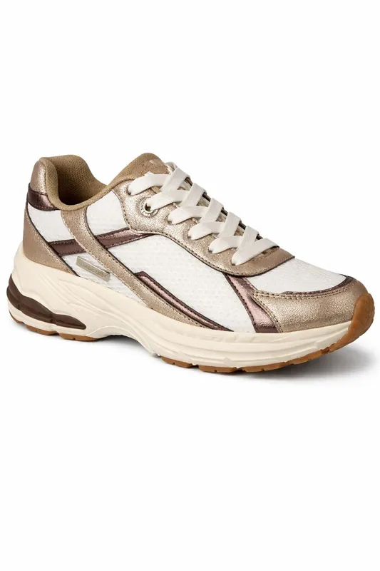 Chunky Sole Lace Up Trainers with Metallic Panel Detail - Elle Sport