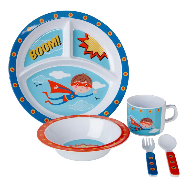 Vibrant Kids Super Rupert Dinner Set, Durable Children Dining Set, Compact Rupert Children Eating Set - Orsina