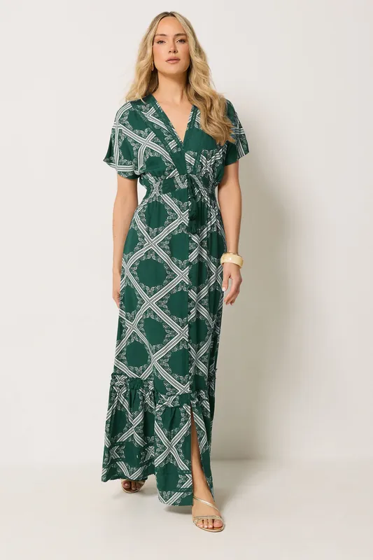 Tall Scarf Print Button Maxi Dress - Long Tall Sally