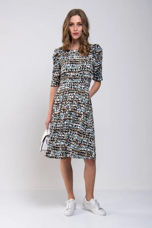 Puffy Sleeved Midi Jersey Dress - Jolie Moi