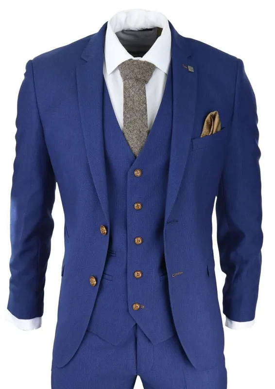 3 Piece Birdseye Classic Suit - Infinity Leather