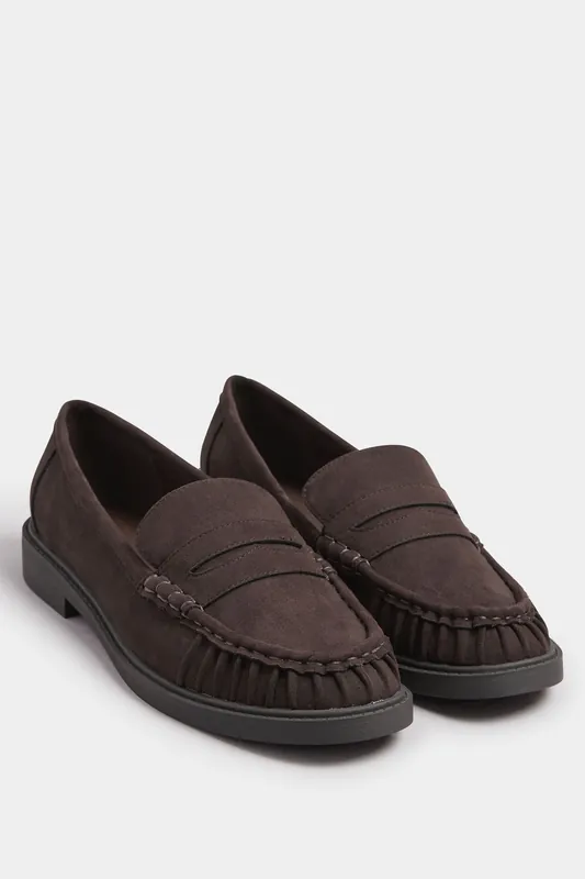Faux Suede Ruched Front Loafers In Extra Wide EEE Fit - Yours