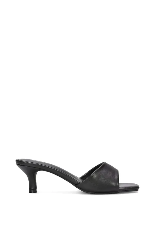 Pearl' Square Toe Stiletto Kitten Heel Mule Sandals - XY London