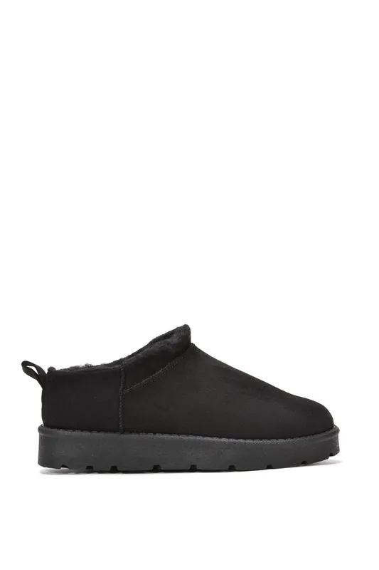 Maeve' Faux Fur Lined Slip On Flat Mini Snug Booties - XY London
