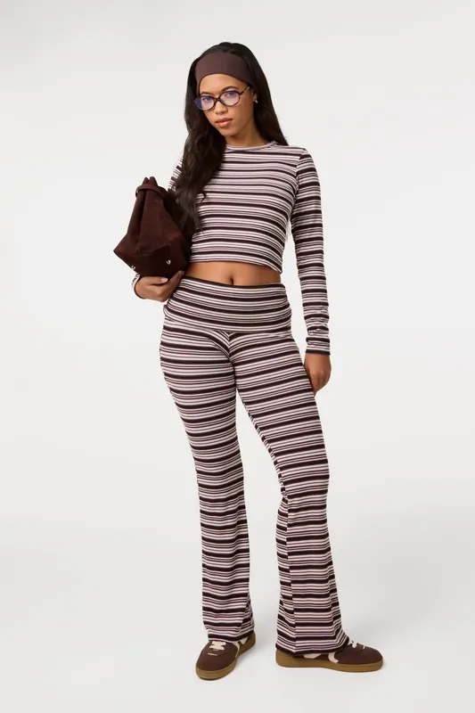 Ivory Stripe Crew Neck Top - Pink Vanilla