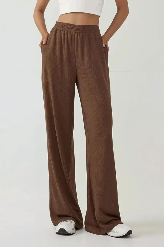 Wide Leg Textured Knit Pants - Hiccup