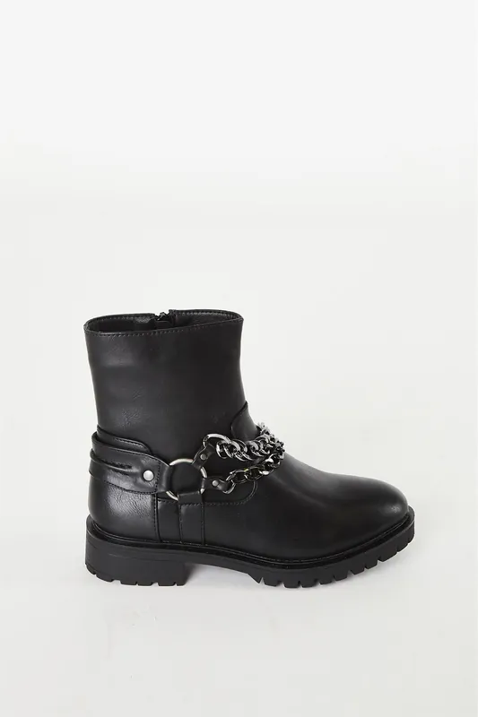 Black Chain Ankle Boot - Shnoo