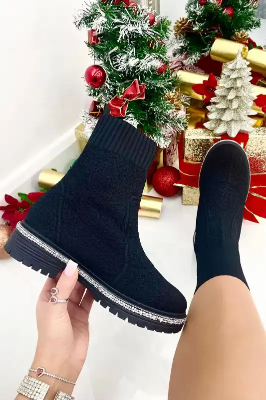 Sparkly Teddy Borg Stretch Sock Boots - Love Lemonade