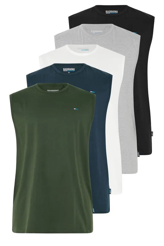5 Pack Extra Long Muscle Vests - BadRhino