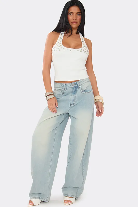 Wide Leg Denim Trousers - EGO