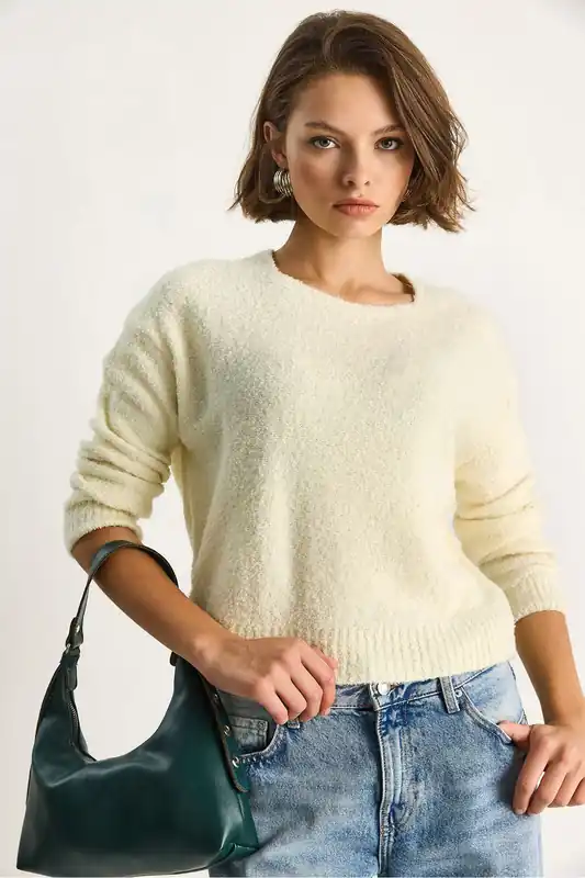 Crew Neck Knit Sweater - Bianco Lucci
