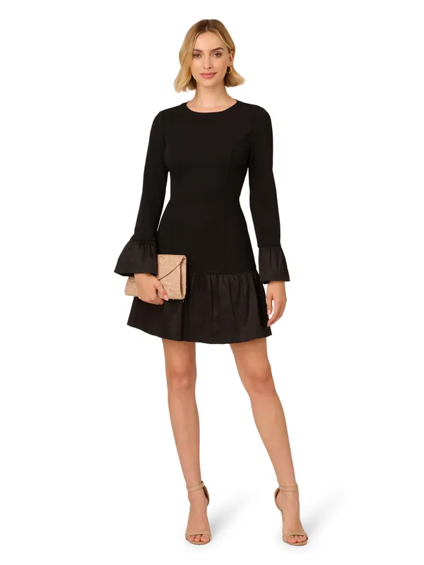 Crepe And Taffeta Midi Dress - Adrianna Papell