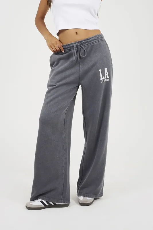 Acid Wash Wide Leg Joggers - Brave Soul