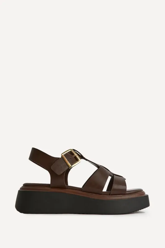 Subtract Brown Gladiator Flatform Sandals - Linzi