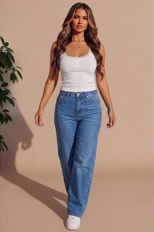 Ribbed Lace Trim Button Front Vest Top - Femme Luxe