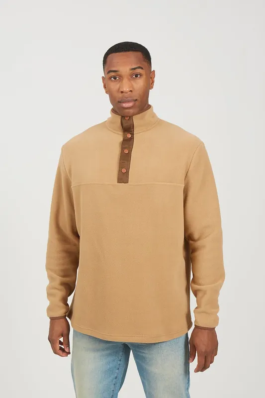 Contrast Quarter Zip Fleece - Brave Soul