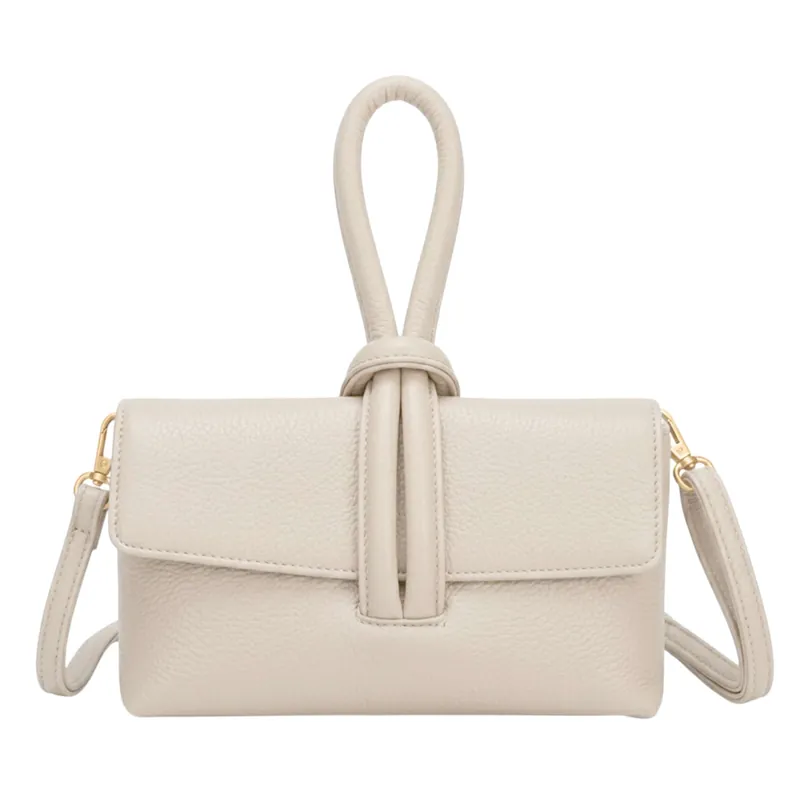 Knotted Loop Top Handle Mini Crossbody Clutch Handbag - Kitise