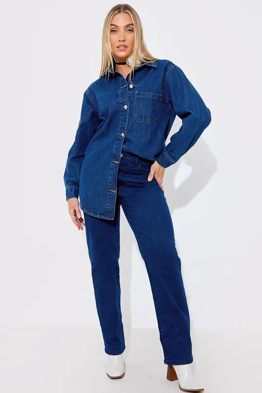 Indigo Straight Leg Jeans - In The Style