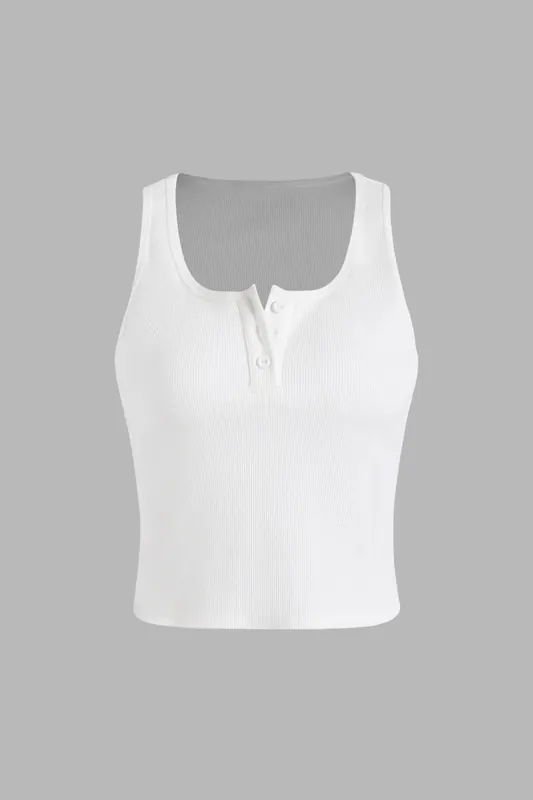 Basic Button Detailed Crop Top - Hiccup