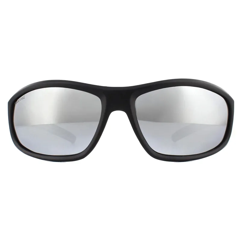 Wrap Black Rubber Silver Mirror Polarized Sunglasses - montana