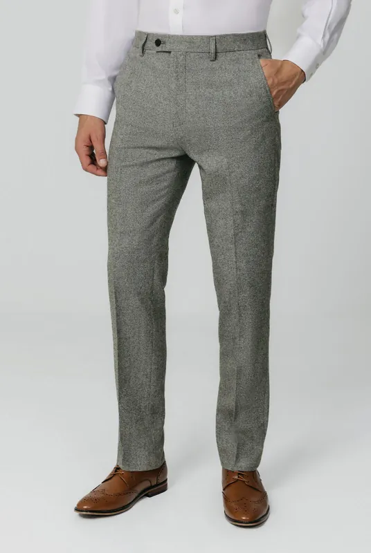 Light Grey Donegal Tweed Suit Trousers - Dobell
