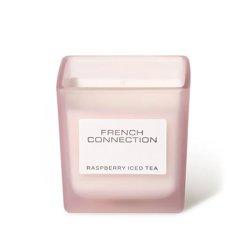 Square Glass Candle Raspberry Iced Tea 220g Single Wick Scented Candle - French Connection