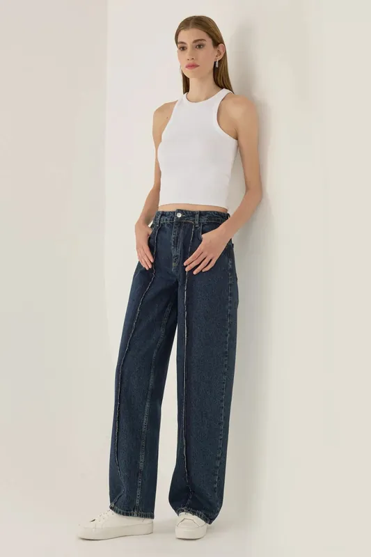 Loose Fit Jeans with Stitching Detail - Hiccup