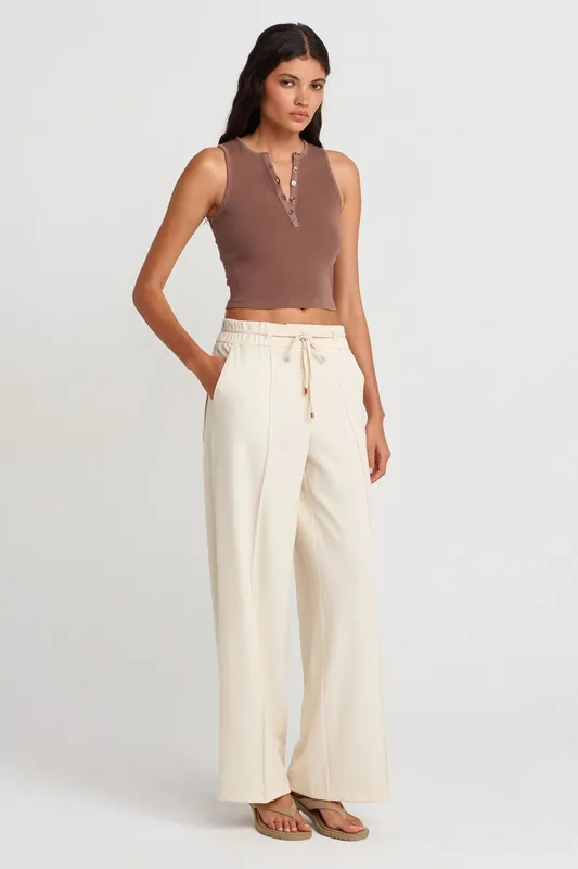 Wide-leg Crepe Trousers With Drawstring Waist